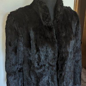 Vintage Black Rabbit Fur Jacket